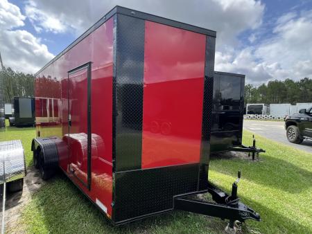 New 2027 Xtreme Cargo 7x14 Tandem Axle Enclosed Cargo Trailer – Red Polycore Blackout Package