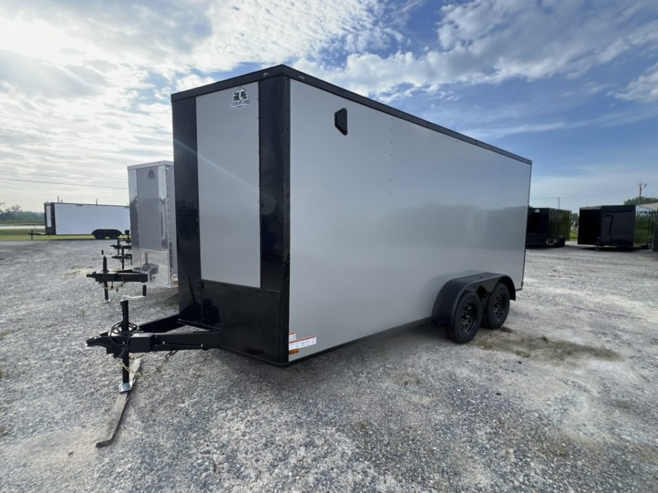 New 2027 Titanium 7x16 Tandem Axle Enclosed Cargo Trailer – Silver Polycore Blackout Package