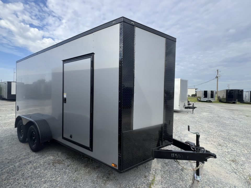 New 2027 Titanium 7x16 Tandem Axle Enclosed Cargo Trailer – Silver Polycore Blackout Package