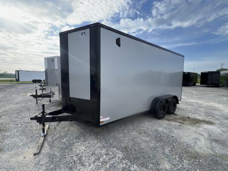 New 2027 Titanium 7x16 Tandem Axle Enclosed Cargo Trailer – Silver Polycore Blackout Package
