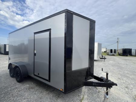 New 2027 Titanium 7x16 Tandem Axle Enclosed Cargo Trailer – Silver Polycore Blackout Package