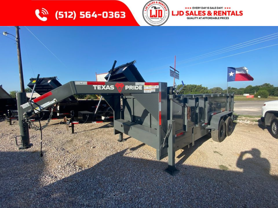 New 2026 Texas Pride - Gooseneck - 16' x 3' - 18 Ply - Spare - Dump Trailer - 20K GVWR