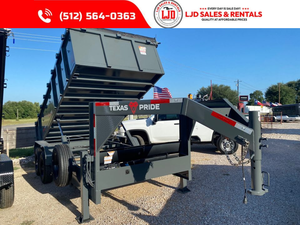 New 2026 Texas Pride - Gooseneck - 16' x 3' - 18 Ply - Spare - Dump Trailer - 20K GVWR