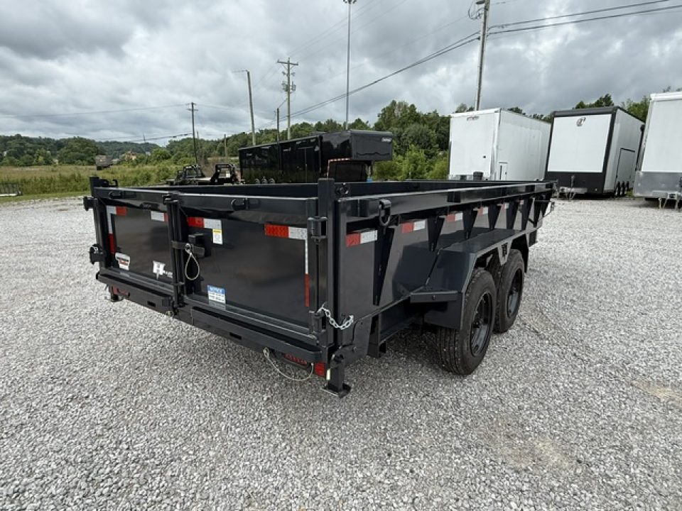 New Hillcrest Dump 7x16 17.6k 2' BP W/ HD Tube Ramps & Hydraulic Jack