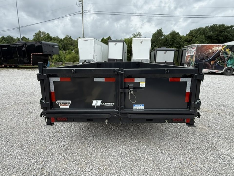 New Hillcrest Dump 7x16 17.6k 2' BP W/ HD Tube Ramps & Hydraulic Jack