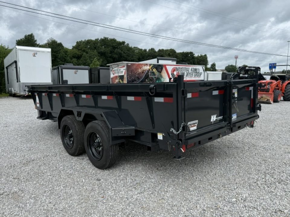 New Hillcrest Dump 7x16 17.6k 2' BP W/ HD Tube Ramps & Hydraulic Jack