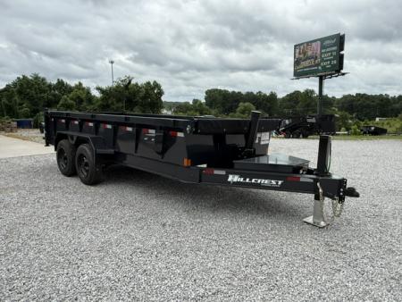 New Hillcrest Dump 7x16 17.6k 2' BP W/ HD Tube Ramps & Hydraulic Jack