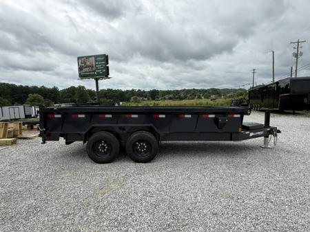 New Hillcrest Dump 7x16 17.6k 2' BP W/ HD Tube Ramps & Hydraulic Jack