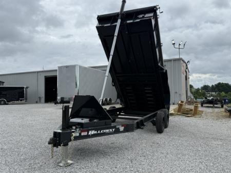 New Hillcrest Dump 7x16 17.6k 2' BP W/ HD Tube Ramps & Hydraulic Jack