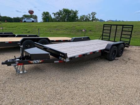 New 2026 H&H Trailers 82 X 18 (16 +2) Car Hauler, Black with 10K GVWR, Tongue Mounted Tool Box, 4 Ft. Tall Spring Assist Gate