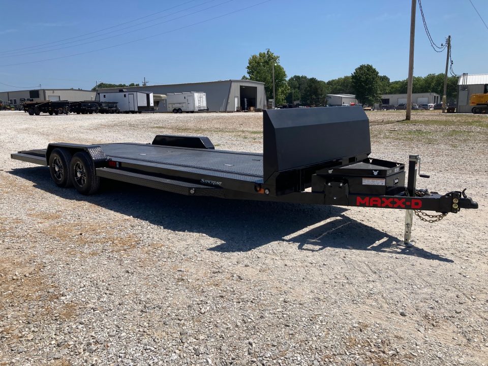 New 2027 MAXX-D 83X24 TANDEM 9.9K CARHAULER W/ ROCK SHIELD, IN FLOOR LIGHTS, ETRAC & TOOL BOX Car Hauler