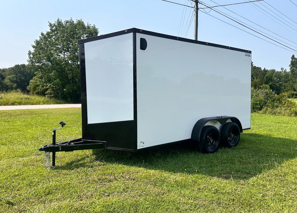 New 2026 Luxe 7X14 Enclosed Trailer-3500LB Tandem Axle-White Poly-Blackout