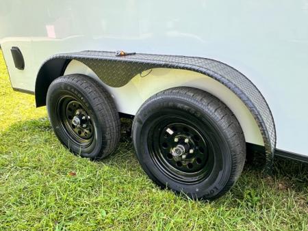 New 2026 Luxe 7X14 Enclosed Trailer-3500LB Tandem Axle-White Poly-Blackout