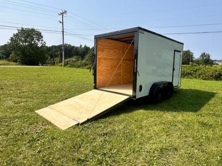New 2026 Luxe 7X14 Enclosed Trailer-3500LB Tandem Axle-White Poly-Blackout
