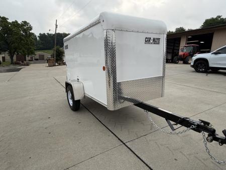 New 2026 Car Mate Trailers 4X8 1/2 Custom Cargo Enclosed Trailer - Crystal White - W/ Single Barn Door - 2000# GVWR