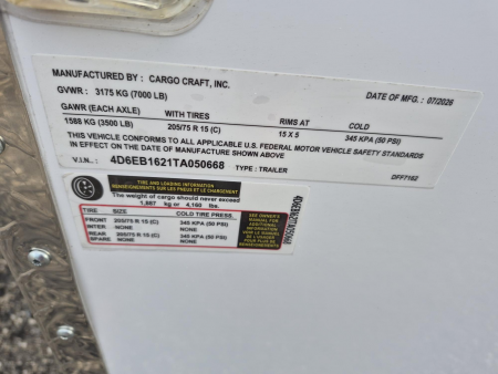 New 7x16 Tandem Axle Enclosed Trailer – 7K GVWR | Flat Nose | Barn Doors