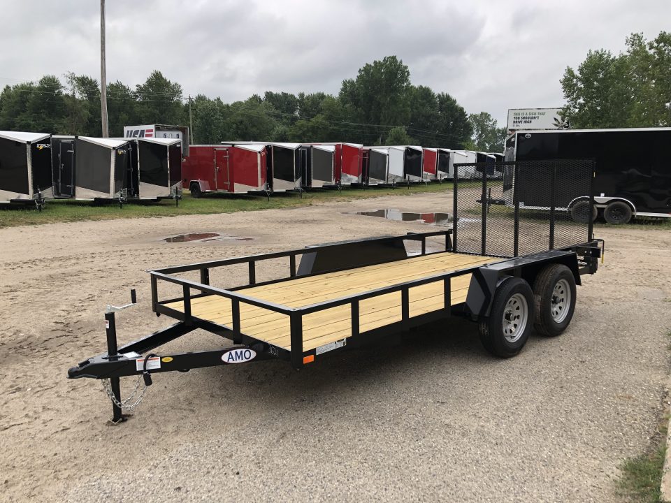 New 2027 AMO 14' W/ LED LIGHTS AND SPRING ASSIST Landscape Trailer