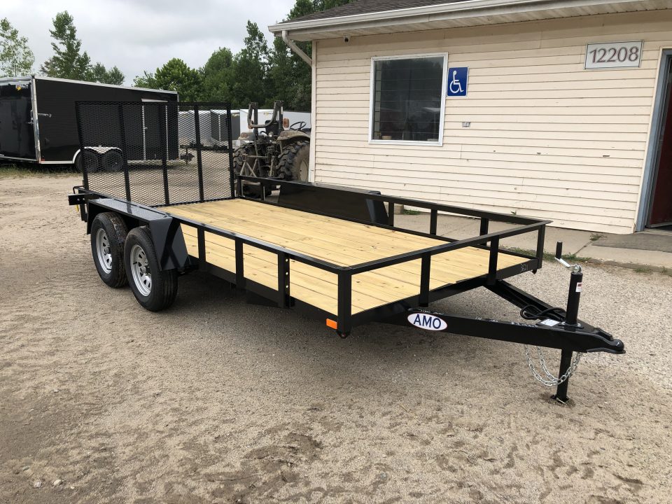 New 2027 AMO 14' W/ LED LIGHTS AND SPRING ASSIST Landscape Trailer