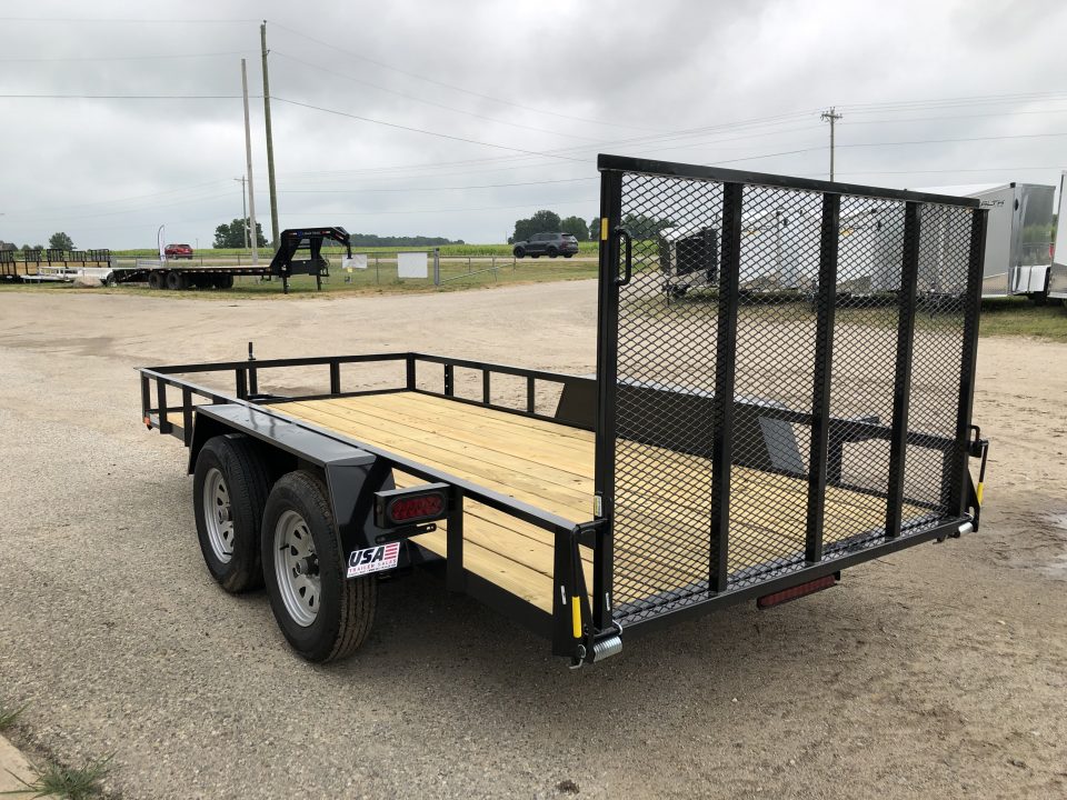 New 2027 AMO 14' W/ LED LIGHTS AND SPRING ASSIST Landscape Trailer