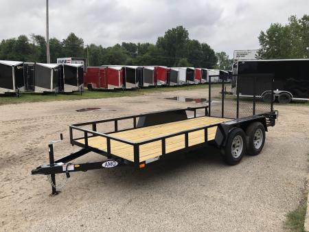 New 2027 AMO 14' W/ LED LIGHTS AND SPRING ASSIST Landscape Trailer