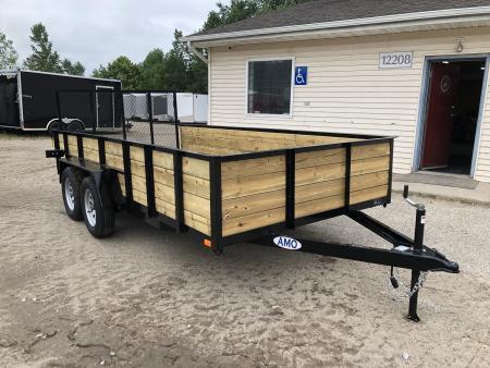 New 2027 AMO 82X14 WOODSIDE W/ LED LIGHTS AND SPRING ASSIST GATE Landscape Trailer