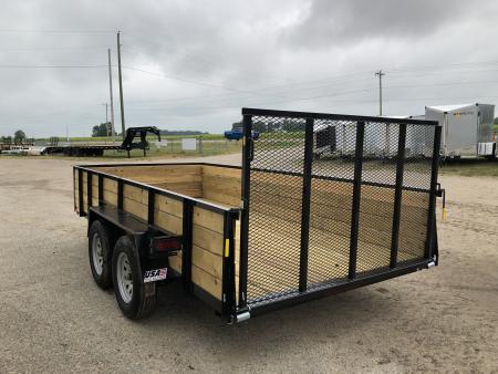 New 2027 AMO 82X14 WOODSIDE W/ LED LIGHTS AND SPRING ASSIST GATE Landscape Trailer