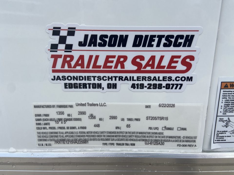 New United UJ-6X12 Enclosed Trailer