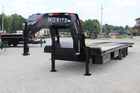 New 2026 Moritz FDGH Hydraulic Tail 30' GOOSENECK Deckover Flatbed Trailer- 25900# GVW