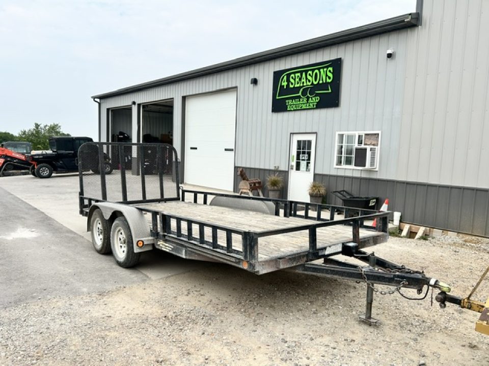 Used 2010 PJ Trailers 83"X16' TANDEM AXLE W GATE & ATV SIDE RAMPS Utility Trailer
