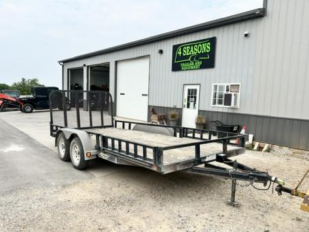 Used 2010 PJ Trailers 83 X16' TANDEM AXLE W GATE & ATV SIDE RAMPS Utility Trailer