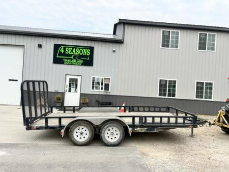 Used 2010 PJ Trailers 83"X16' TANDEM AXLE W GATE & ATV SIDE RAMPS Utility Trailer