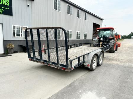 Used 2010 PJ Trailers 83"X16' TANDEM AXLE W GATE & ATV SIDE RAMPS Utility Trailer