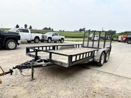 Used 2010 PJ Trailers 83"X16' TANDEM AXLE W GATE & ATV SIDE RAMPS Utility Trailer