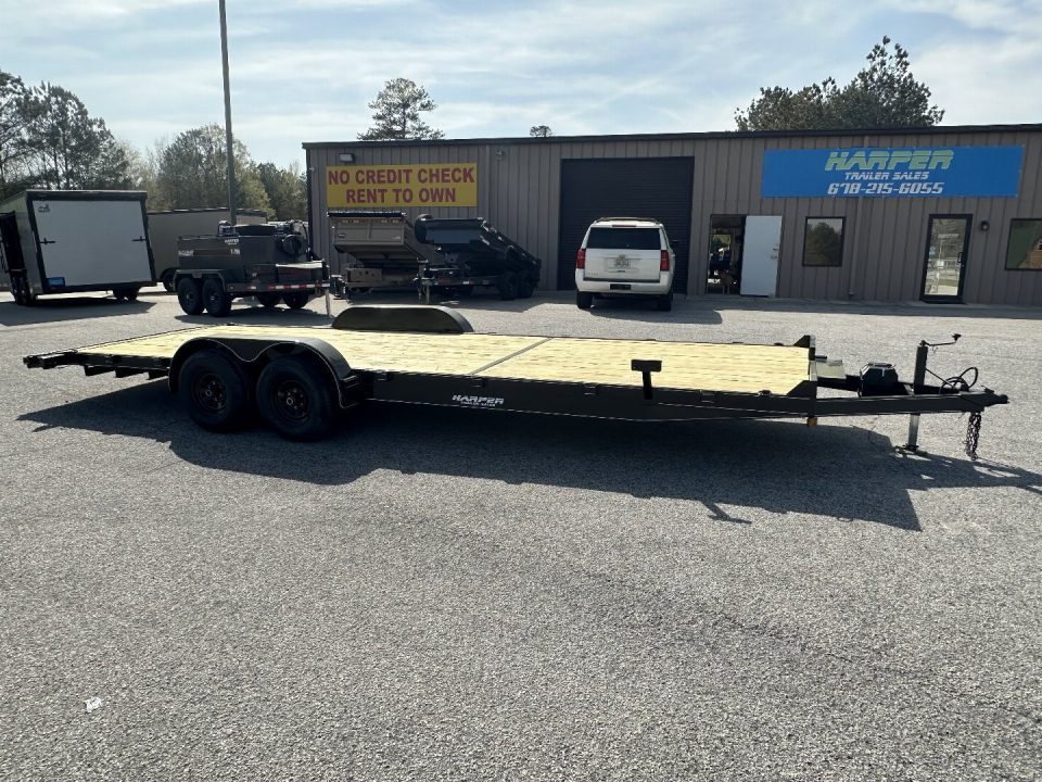 New 2027 24FT 10K WOOD FLOOR DELUXE CAR HAULER WITH 2 BRAKE AXLES