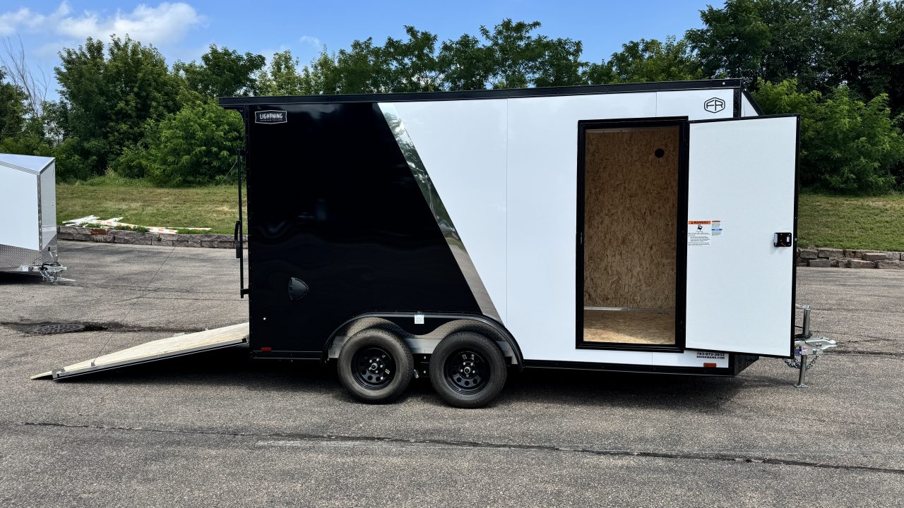 New Lightning 7.5x14 Aluminum Enclosed Trailer - Rear ramp door!