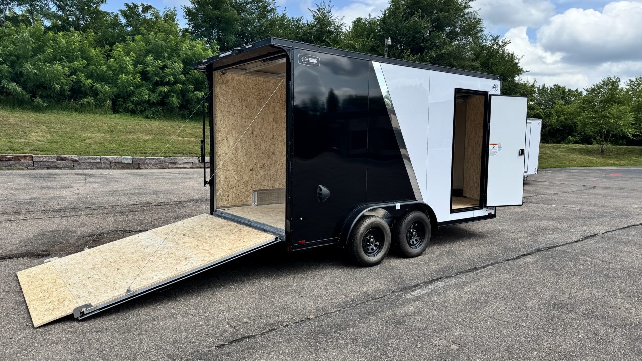 New Lightning 7.5x14 Aluminum Enclosed Trailer - Rear ramp door!