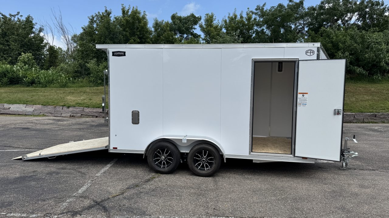New Lightning 7x14 Aluminum Enclosed Trailer - Ramp Door!