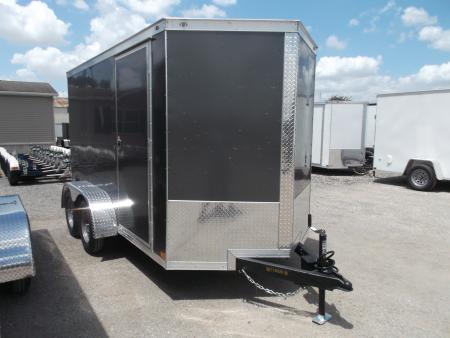 New 2027 Covered Wagon Trailers 6x12 Cargo Trailer / Enclosed Trailer / 6'6  Interior / Extra Wide Ramp / 36  RV Side Door / LEDs / .080 Charcoal Gray