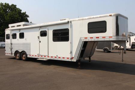 Used 2003 Kiefer 8310 - 10ft SW Living Quarters - Generator - Hayrack - 8ft wide 3 Horse Trailer