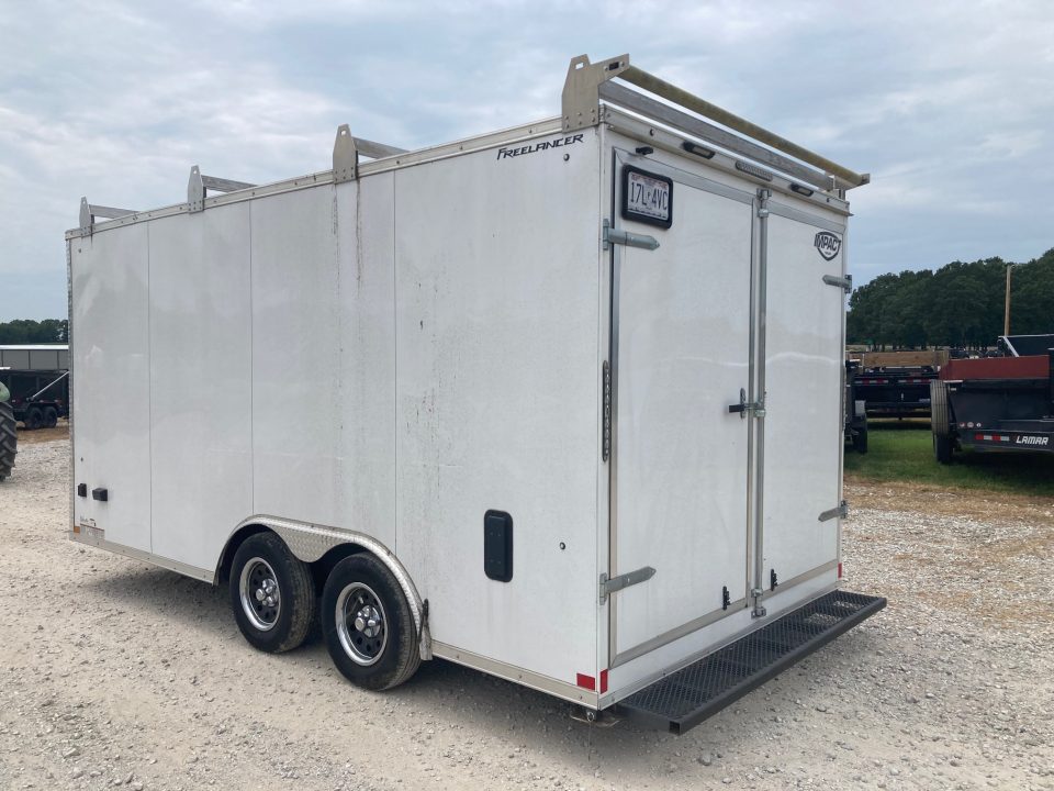 Used 2023 Impact Trailers 8.5X16 TANDEM 7K CARGO W/ BARN DOORS, WORK BENCH, 30A ELEC PACKAGE AND LADDER RACK Cargo / Enclosed Trailer