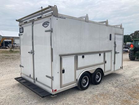 Used 2023 Impact Trailers 8.5X16 TANDEM 7K CARGO W/ BARN DOORS, WORK BENCH, 30A ELEC PACKAGE AND LADDER RACK Cargo / Enclosed Trailer