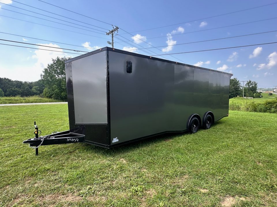 New 2026 Luxe 8.5x24 Racing Trailer Finished Interior- 5200 Tandem Axle-Charcoal-Blackout