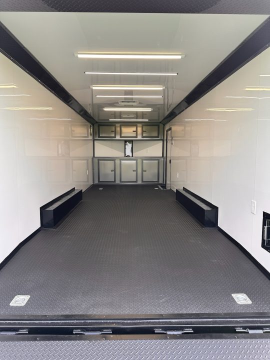 New 2026 Luxe 8.5x24 Racing Trailer Finished Interior- 5200 Tandem Axle-Charcoal-Blackout