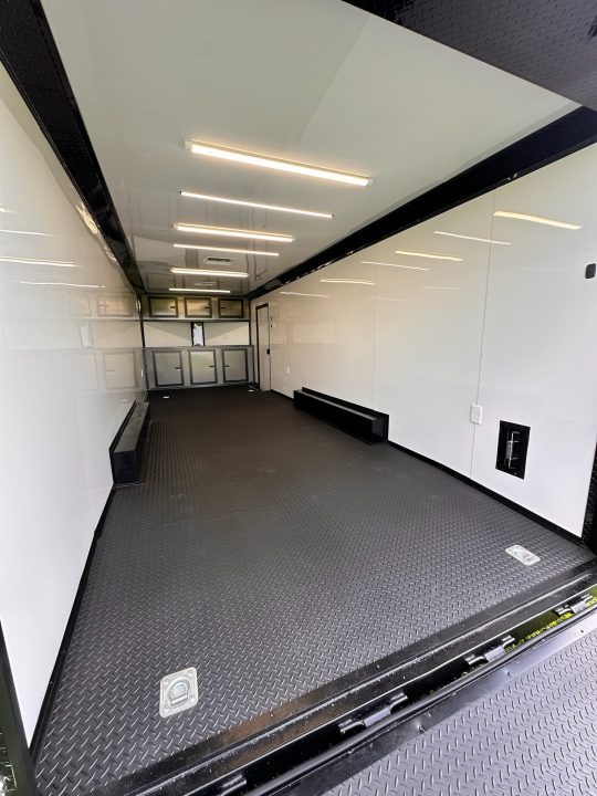 New 2026 Luxe 8.5x24 Racing Trailer Finished Interior- 5200 Tandem Axle-Charcoal-Blackout
