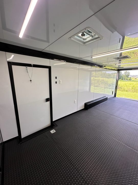 New 2026 Luxe 8.5x24 Racing Trailer Finished Interior- 5200 Tandem Axle-Charcoal-Blackout