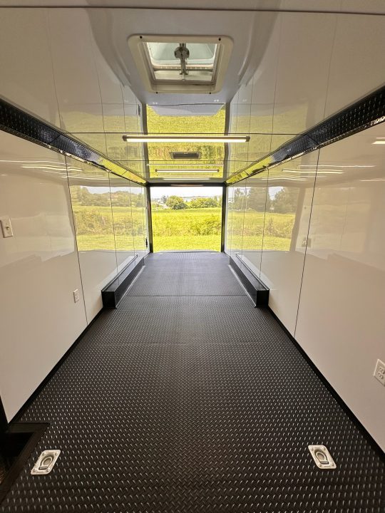 New 2026 Luxe 8.5x24 Racing Trailer Finished Interior- 5200 Tandem Axle-Charcoal-Blackout