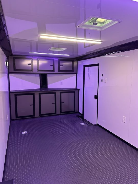 New 2026 Luxe 8.5x24 Racing Trailer Finished Interior- 5200 Tandem Axle-Charcoal-Blackout