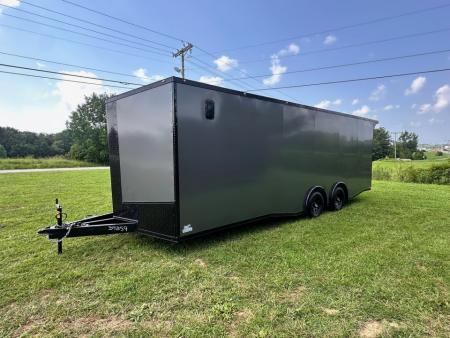 New 2026 Luxe 8.5x24 Racing Trailer Finished Interior- 5200 Tandem Axle-Charcoal-Blackout