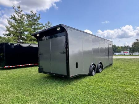 New 2026 Luxe 8.5x24 Racing Trailer Finished Interior- 5200 Tandem Axle-Charcoal-Blackout