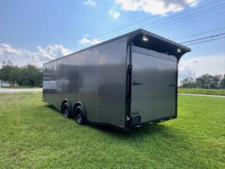 New 2026 Luxe 8.5x24 Racing Trailer Finished Interior- 5200 Tandem Axle-Charcoal-Blackout